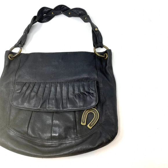 Betsy Johnson Vintage Black Vegan Leather Western Horseshoe‎ Shoulder Bag - Picture 3 of 12